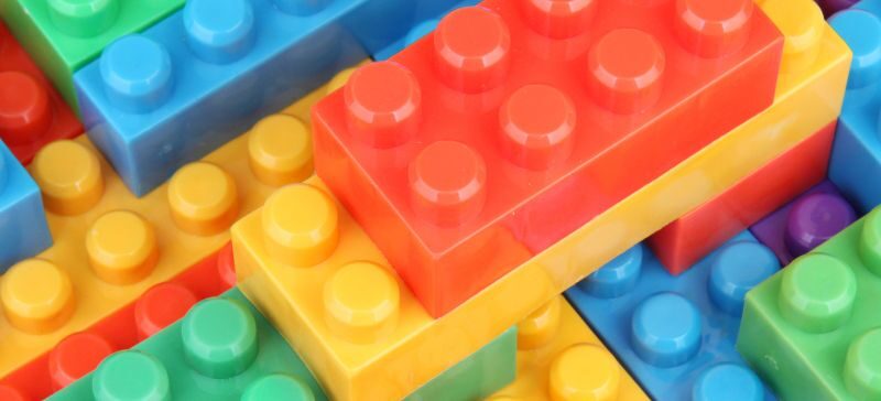 Stacks of colorful building blocks