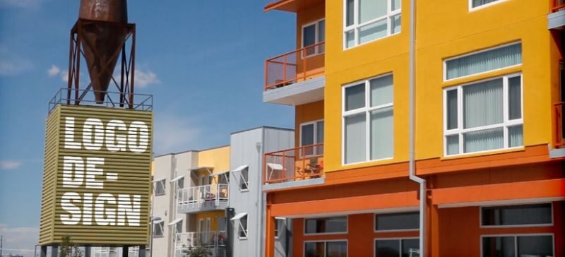 brightly colored building with a sign that says 
