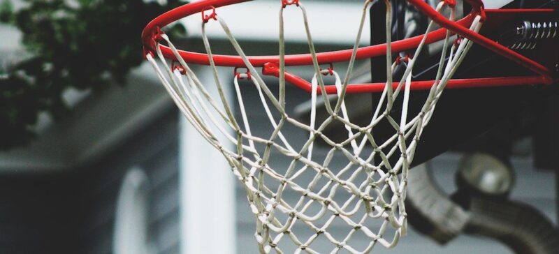 Closeup of a basketball hoop