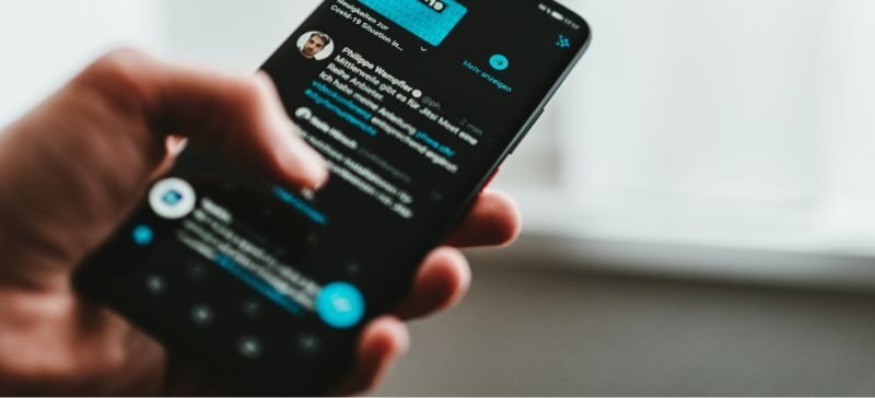 person typing a tweet on their phone