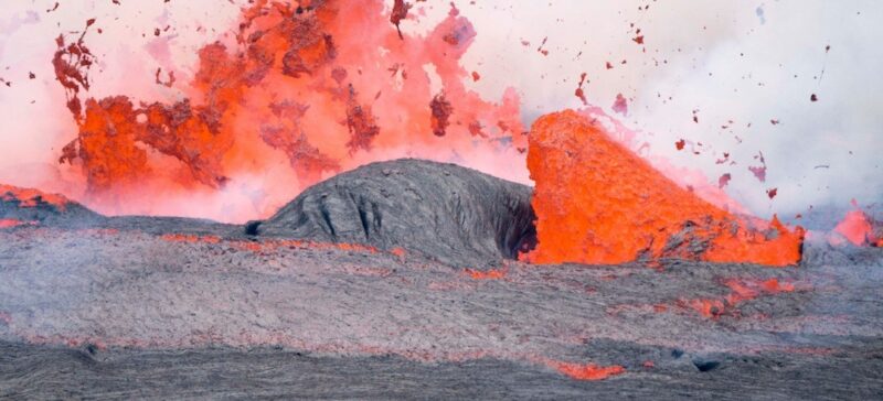 Lava erupting from a volcano