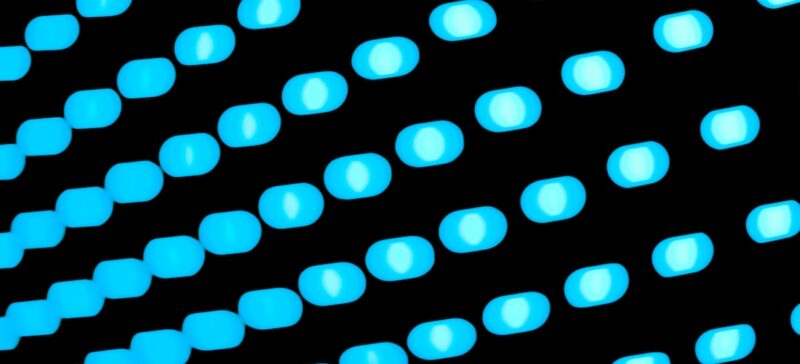 Several rows of blue lights