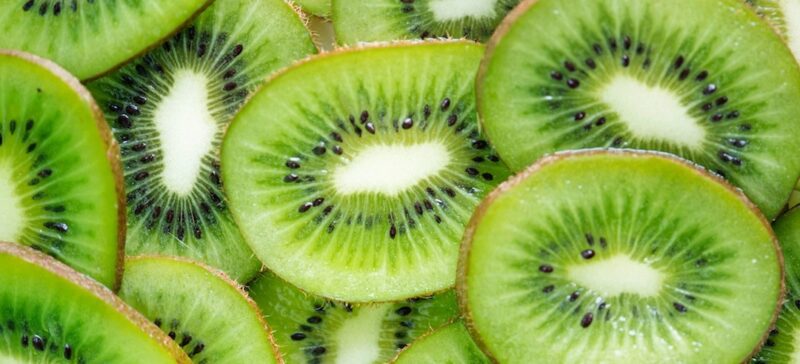 A stack of kiwi slices